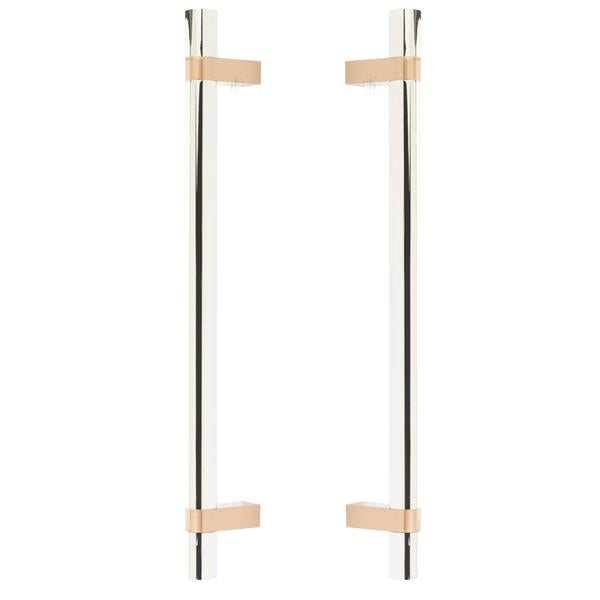 Emtek - Glass Shower Door Back to Back, Select Bar Appliance Pull 12 Inch C-C, Rectangular Bar Stem, Smooth Bar