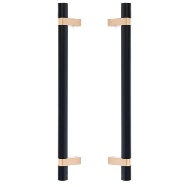 Emtek - Glass Shower Door Back to Back, Select Bar Appliance Pull 12 Inch C-C, Rectangular Bar Stem, Smooth Bar