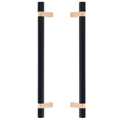 Emtek - Glass Shower Door Back to Back, Select Bar Appliance Pull 12 Inch C-C, Rectangular Bar Stem, Smooth Bar