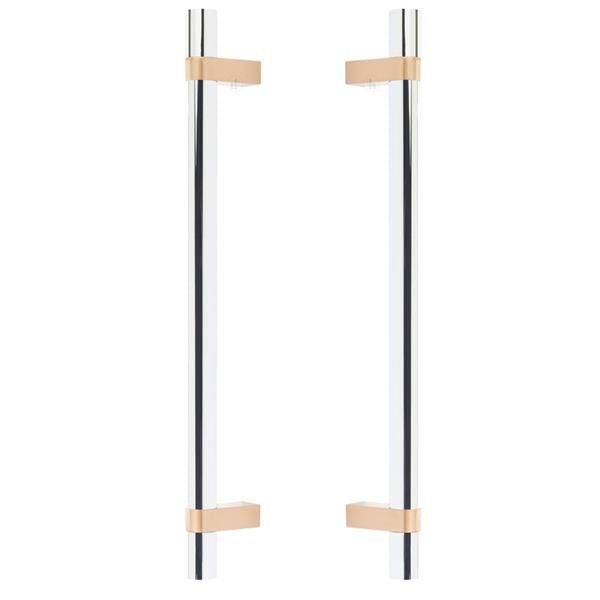 Emtek - Glass Shower Door Back to Back, Select Bar Appliance Pull 12 Inch C-C, Rectangular Bar Stem, Smooth Bar