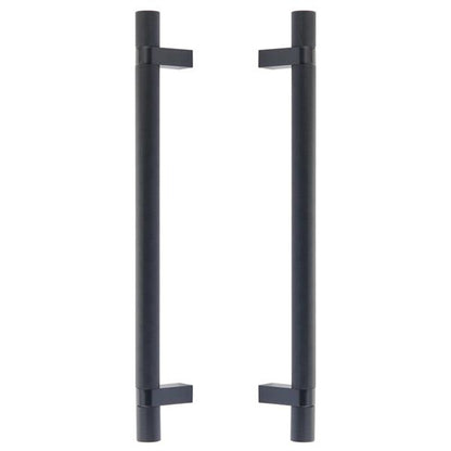 Emtek - Glass Shower Door Back to Back, Select Bar Appliance Pull 12 Inch C-C, Rectangular Bar Stem, Knurled Bar