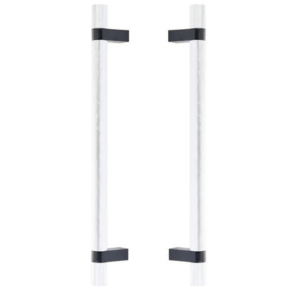 Emtek - Glass Shower Door Back to Back, Select Bar Appliance Pull 12 Inch C-C, Rectangular Bar Stem, Knurled Bar