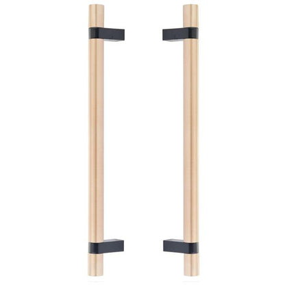 Emtek - Glass Shower Door Back to Back, Select Bar Appliance Pull 12 Inch C-C, Rectangular Bar Stem, Smooth Bar