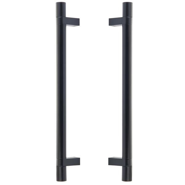 Emtek - Glass Shower Door Back to Back, Select Bar Appliance Pull 12 Inch C-C, Rectangular Bar Stem, Smooth Bar