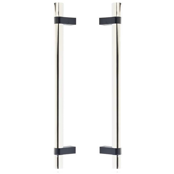 Emtek - Glass Shower Door Back to Back, Select Bar Appliance Pull 12 Inch C-C, Rectangular Bar Stem, Smooth Bar