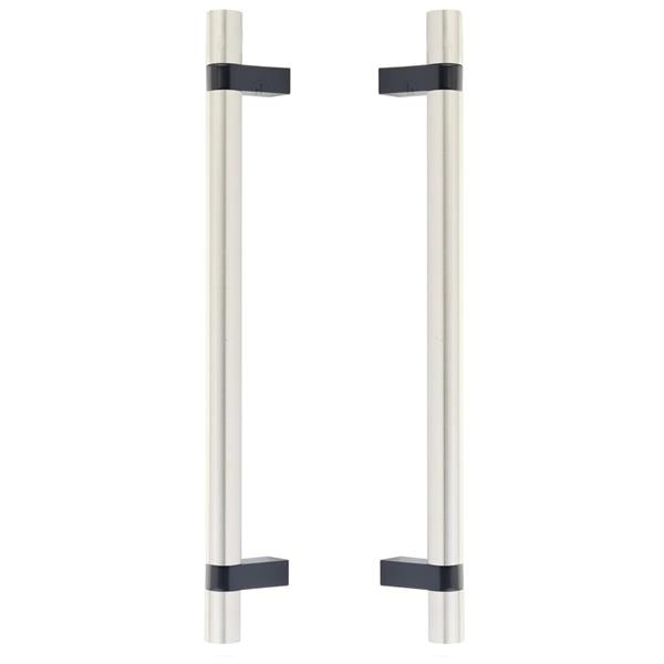 Emtek - Glass Shower Door Back to Back, Select Bar Appliance Pull 12 Inch C-C, Rectangular Bar Stem, Smooth Bar