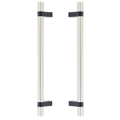 Emtek - Glass Shower Door Back to Back, Select Bar Appliance Pull 12 Inch C-C, Rectangular Bar Stem, Smooth Bar