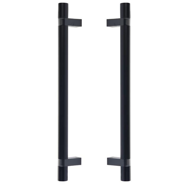 Emtek - Glass Shower Door Back to Back, Select Bar Appliance Pull 12 Inch C-C, Rectangular Bar Stem, Smooth Bar
