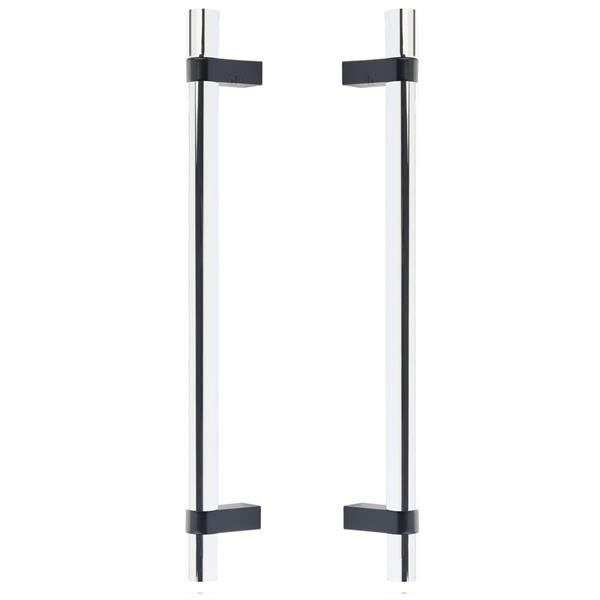 Emtek - Glass Shower Door Back to Back, Select Bar Appliance Pull 12 Inch C-C, Rectangular Bar Stem, Smooth Bar