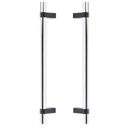 Emtek - Glass Shower Door Back to Back, Select Bar Appliance Pull 12 Inch C-C, Rectangular Bar Stem, Smooth Bar
