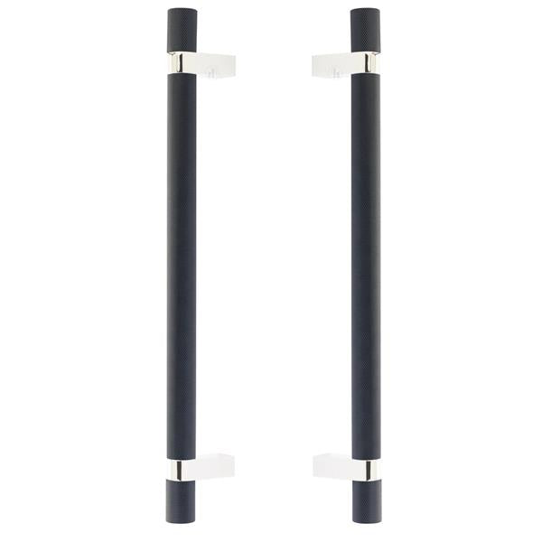 Emtek - Back to Back, Select Bar Appliance Pull 12 Inch C-C, Rectangular Bar Stem, Knurled Bar