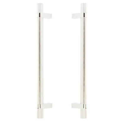 Emtek - Glass Shower Door Back to Back, Select Bar Appliance Pull 12 Inch C-C, Rectangular Bar Stem, Knurled Bar
