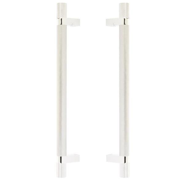 Emtek - Back to Back, Select Bar Appliance Pull 12 Inch C-C, Rectangular Bar Stem, Knurled Bar