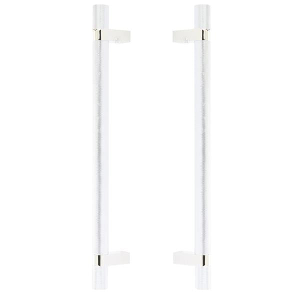 Emtek - Back to Back, Select Bar Appliance Pull 12 Inch C-C, Rectangular Bar Stem, Knurled Bar
