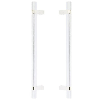 Emtek - Glass Shower Door Back to Back, Select Bar Appliance Pull 12 Inch C-C, Rectangular Bar Stem, Knurled Bar
