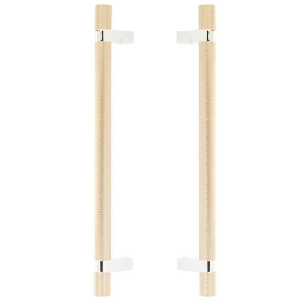 Emtek - Back to Back, Select Bar Appliance Pull 12 Inch C-C, Rectangular Bar Stem, Knurled Bar