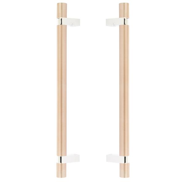Emtek - Glass Shower Door Back to Back, Select Bar Appliance Pull 12 Inch C-C, Rectangular Bar Stem, Smooth Bar
