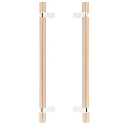 Emtek - Glass Shower Door Back to Back, Select Bar Appliance Pull 12 Inch C-C, Rectangular Bar Stem, Smooth Bar