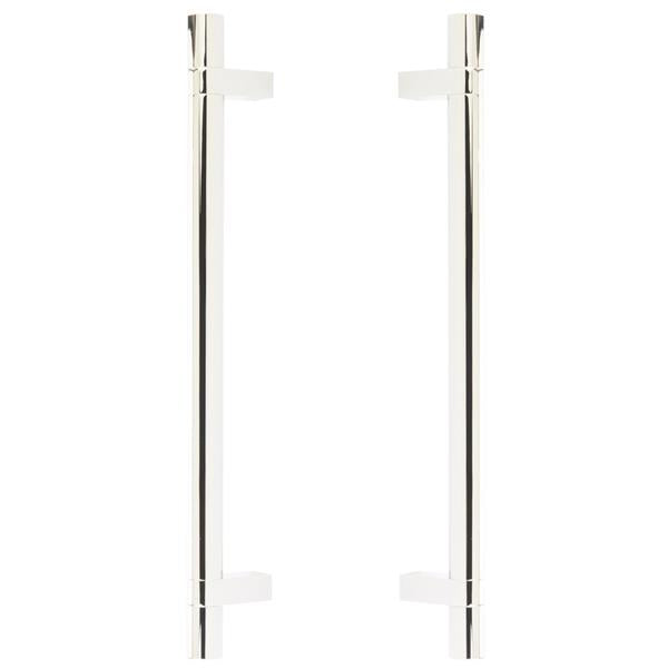 Emtek - Glass Shower Door Back to Back, Select Bar Appliance Pull 12 Inch C-C, Rectangular Bar Stem, Smooth Bar