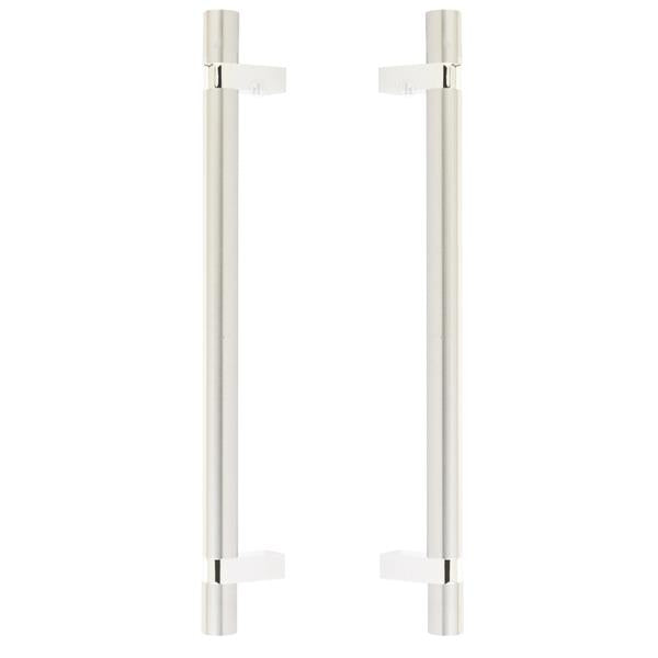 Emtek - Glass Shower Door Back to Back, Select Bar Appliance Pull 12 Inch C-C, Rectangular Bar Stem, Smooth Bar