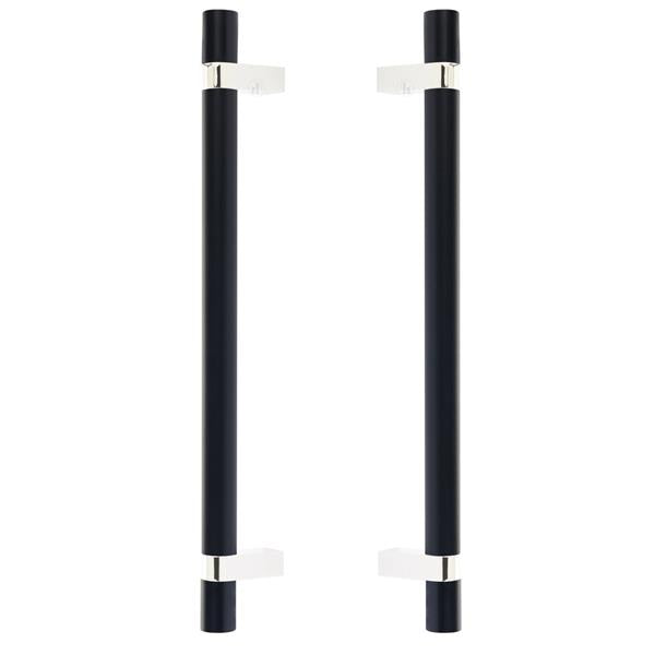 Emtek - Glass Shower Door Back to Back, Select Bar Appliance Pull 12 Inch C-C, Rectangular Bar Stem, Smooth Bar