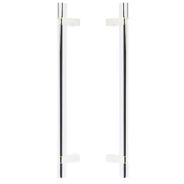 Emtek - Glass Shower Door Back to Back, Select Bar Appliance Pull 12 Inch C-C, Rectangular Bar Stem, Smooth Bar