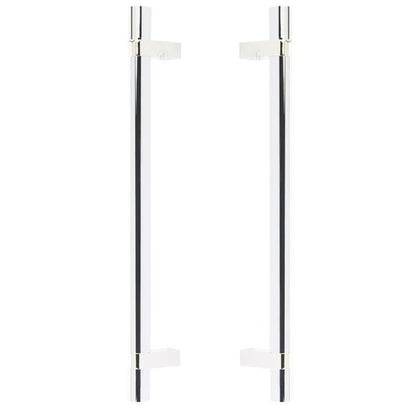 Emtek - Glass Shower Door Back to Back, Select Bar Appliance Pull 12 Inch C-C, Rectangular Bar Stem, Smooth Bar