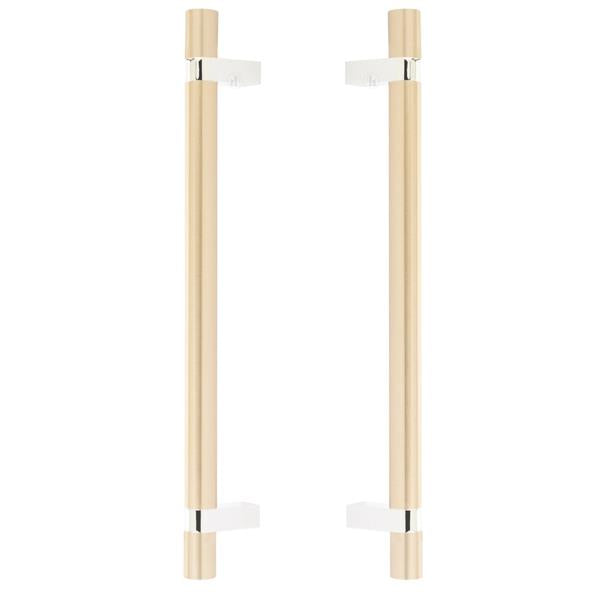 Emtek - Glass Shower Door Back to Back, Select Bar Appliance Pull 12 Inch C-C, Rectangular Bar Stem, Smooth Bar