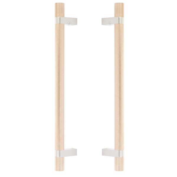 Emtek - Back to Back, Select Bar Appliance Pull 12 Inch C-C, Rectangular Bar Stem, Knurled Bar
