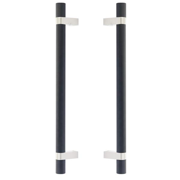 Emtek - Back to Back, Select Bar Appliance Pull 12 Inch C-C, Rectangular Bar Stem, Knurled Bar
