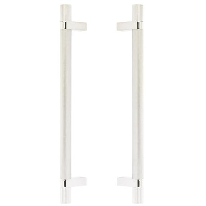 Emtek - Glass Shower Door Back to Back, Select Bar Appliance Pull 12 Inch C-C, Rectangular Bar Stem, Knurled Bar