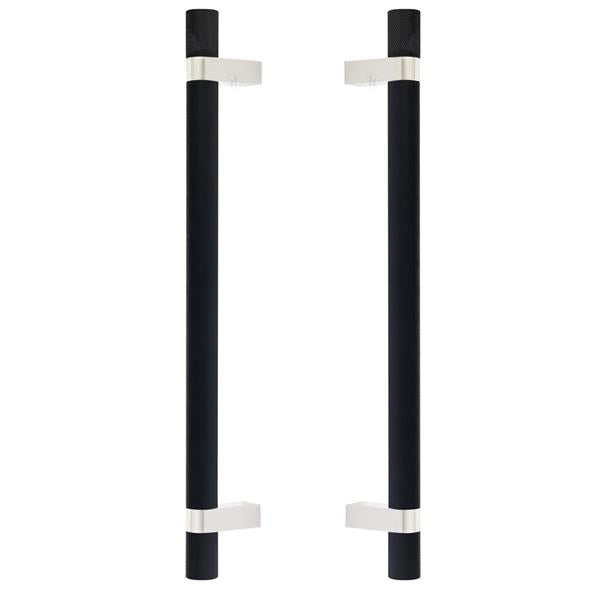 Emtek - Back to Back, Select Bar Appliance Pull 12 Inch C-C, Rectangular Bar Stem, Knurled Bar