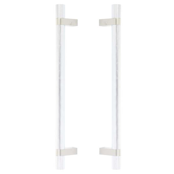 Emtek - Glass Shower Door Back to Back, Select Bar Appliance Pull 12 Inch C-C, Rectangular Bar Stem, Knurled Bar