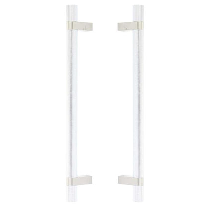 Emtek - Glass Shower Door Back to Back, Select Bar Appliance Pull 12 Inch C-C, Rectangular Bar Stem, Knurled Bar