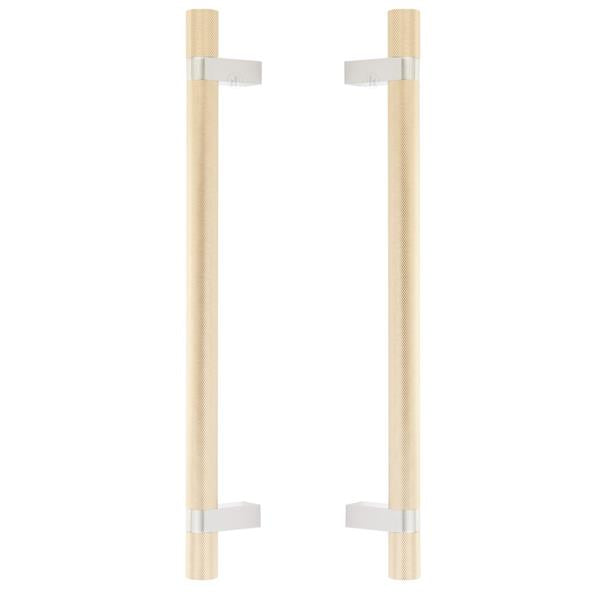 Emtek - Back to Back, Select Bar Appliance Pull 12 Inch C-C, Rectangular Bar Stem, Knurled Bar