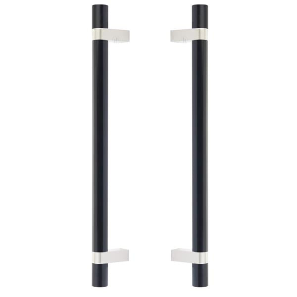 Emtek - Glass Shower Door Back to Back, Select Bar Appliance Pull 12 Inch C-C, Rectangular Bar Stem, Smooth Bar