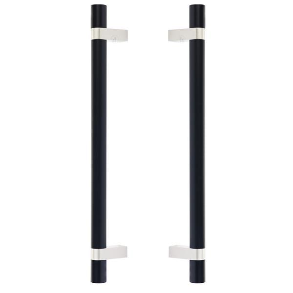 Emtek - Glass Shower Door Back to Back, Select Bar Appliance Pull 12 Inch C-C, Rectangular Bar Stem, Smooth Bar
