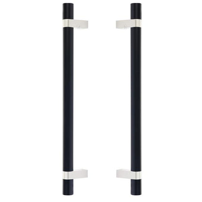 Emtek - Glass Shower Door Back to Back, Select Bar Appliance Pull 12 Inch C-C, Rectangular Bar Stem, Smooth Bar