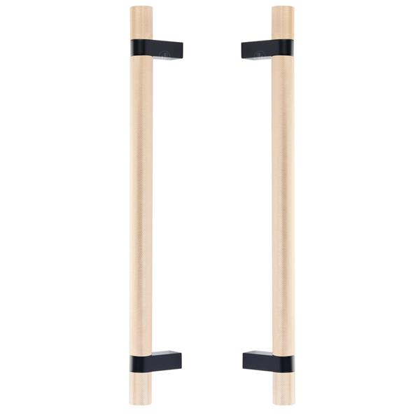 Emtek - Back to Back, Select Bar Appliance Pull 12 Inch C-C, Rectangular Bar Stem, Knurled Bar