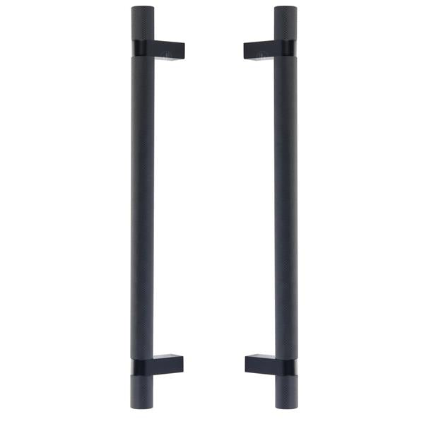 Emtek - Back to Back, Select Bar Appliance Pull 12 Inch C-C, Rectangular Bar Stem, Knurled Bar
