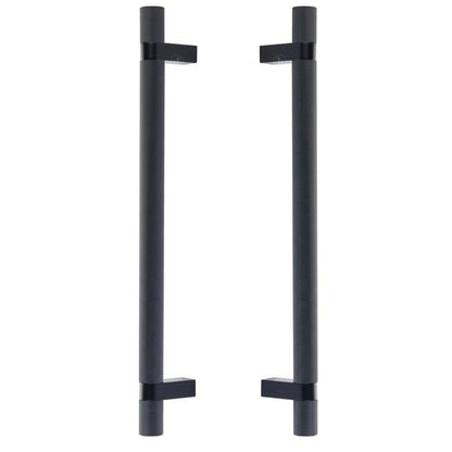 Emtek - Glass Shower Door Back to Back, Select Bar Appliance Pull 12 Inch C-C, Rectangular Bar Stem, Knurled Bar