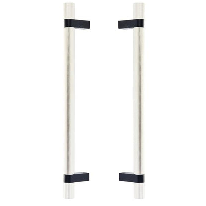 Emtek - Glass Shower Door Back to Back, Select Bar Appliance Pull 12 Inch C-C, Rectangular Bar Stem, Knurled Bar