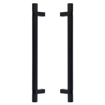 Emtek - Glass Shower Door Back to Back, Select Bar Appliance Pull 12 Inch C-C, Rectangular Bar Stem, Knurled Bar