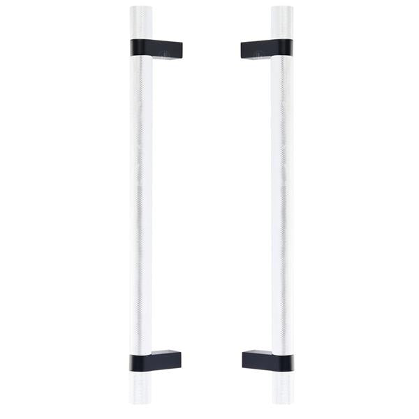 Emtek - Glass Shower Door Back to Back, Select Bar Appliance Pull 12 Inch C-C, Rectangular Bar Stem, Knurled Bar