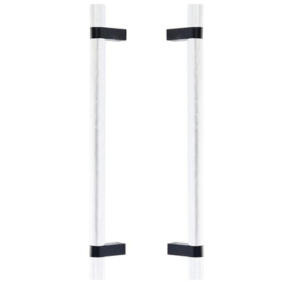 Emtek - Glass Shower Door Back to Back, Select Bar Appliance Pull 12 Inch C-C, Rectangular Bar Stem, Knurled Bar