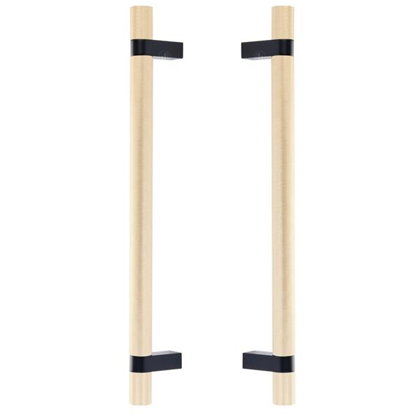 Emtek - Back to Back, Select Bar Appliance Pull 12 Inch C-C, Rectangular Bar Stem, Knurled Bar