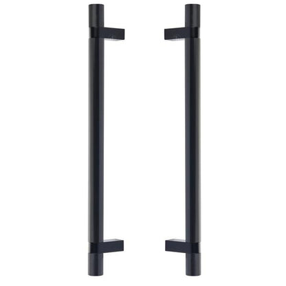Emtek - Glass Shower Door Back to Back, Select Bar Appliance Pull 12 Inch C-C, Rectangular Bar Stem, Smooth Bar