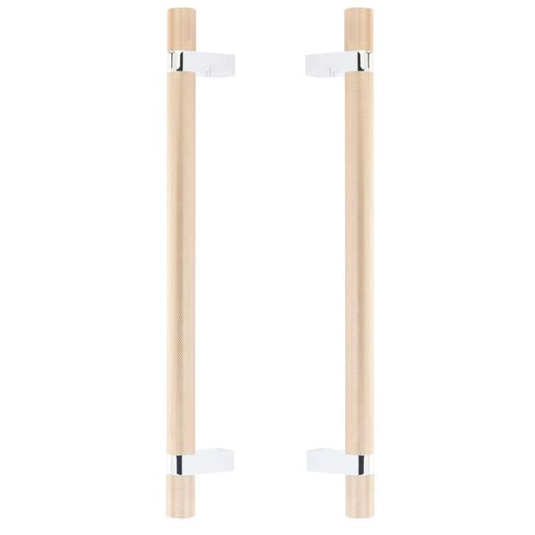 Emtek - Glass Shower Door Back to Back, Select Bar Appliance Pull 12 Inch C-C, Rectangular Bar Stem, Knurled Bar