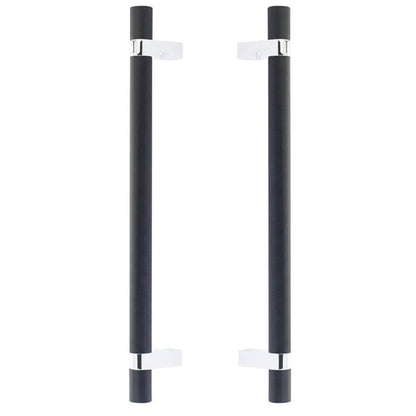 Emtek - Glass Shower Door Back to Back, Select Bar Appliance Pull 12 Inch C-C, Rectangular Bar Stem, Knurled Bar
