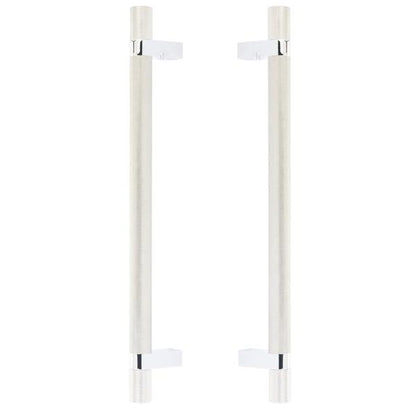 Emtek - Glass Shower Door Back to Back, Select Bar Appliance Pull 12 Inch C-C, Rectangular Bar Stem, Knurled Bar